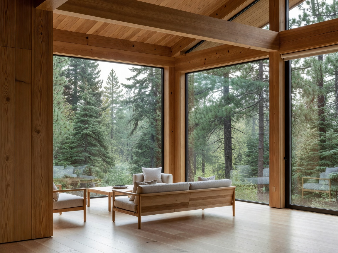 Modern Canadian home interior with large windows and natural wood finishes