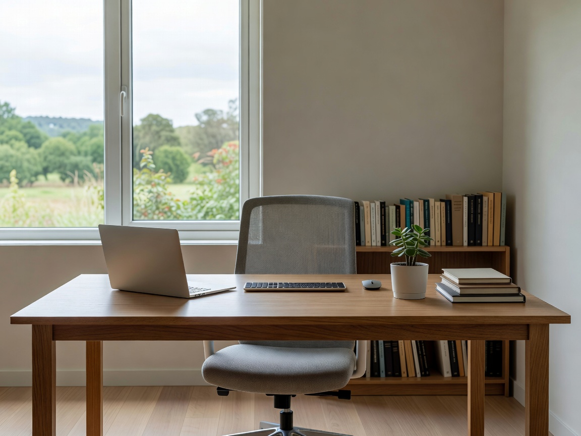 Organised home office space with a desk facing a window